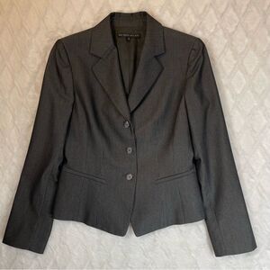 Antonio Melani Size 6 Black w/ White Pinstripes V-Neck Blazer 3 Button Closure